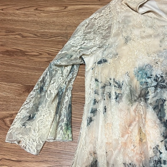 BRITTANY Black Women's Hippie Floral/Lace Tunic Top Unique Lovely Size 3… - Picture 5 of 8